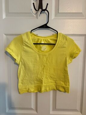 all in motion Lemon Yellow Ribbed Crewneck Tee